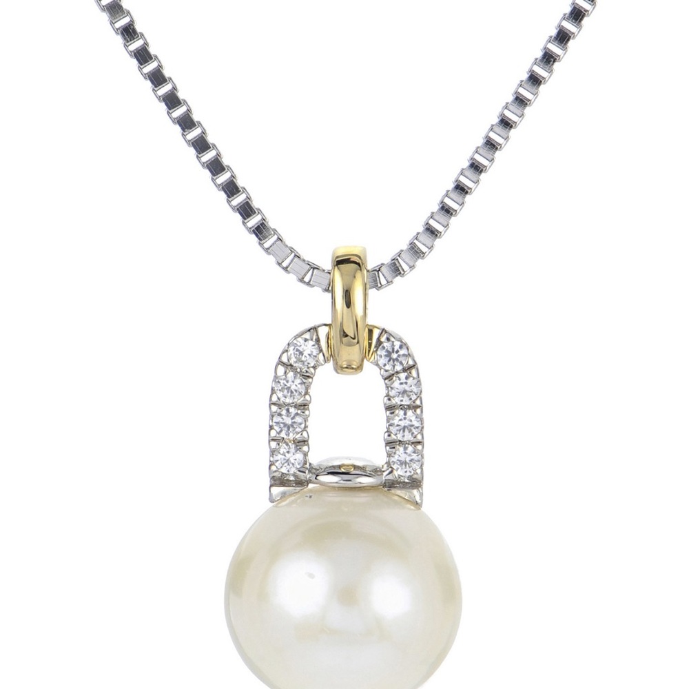 Macys Cultured Freshwater Pearl (8mm) White Sapphire (1/20 ct. t.w.)